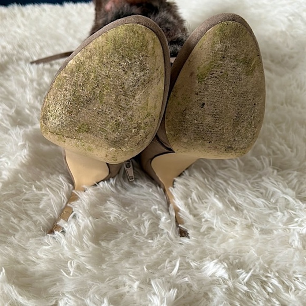 Suede Light Taupe Lace Up Faux Fur Boots - Picture 11 of 17